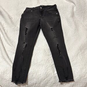 Fashion Nova Black Skinny Distressed Jeans